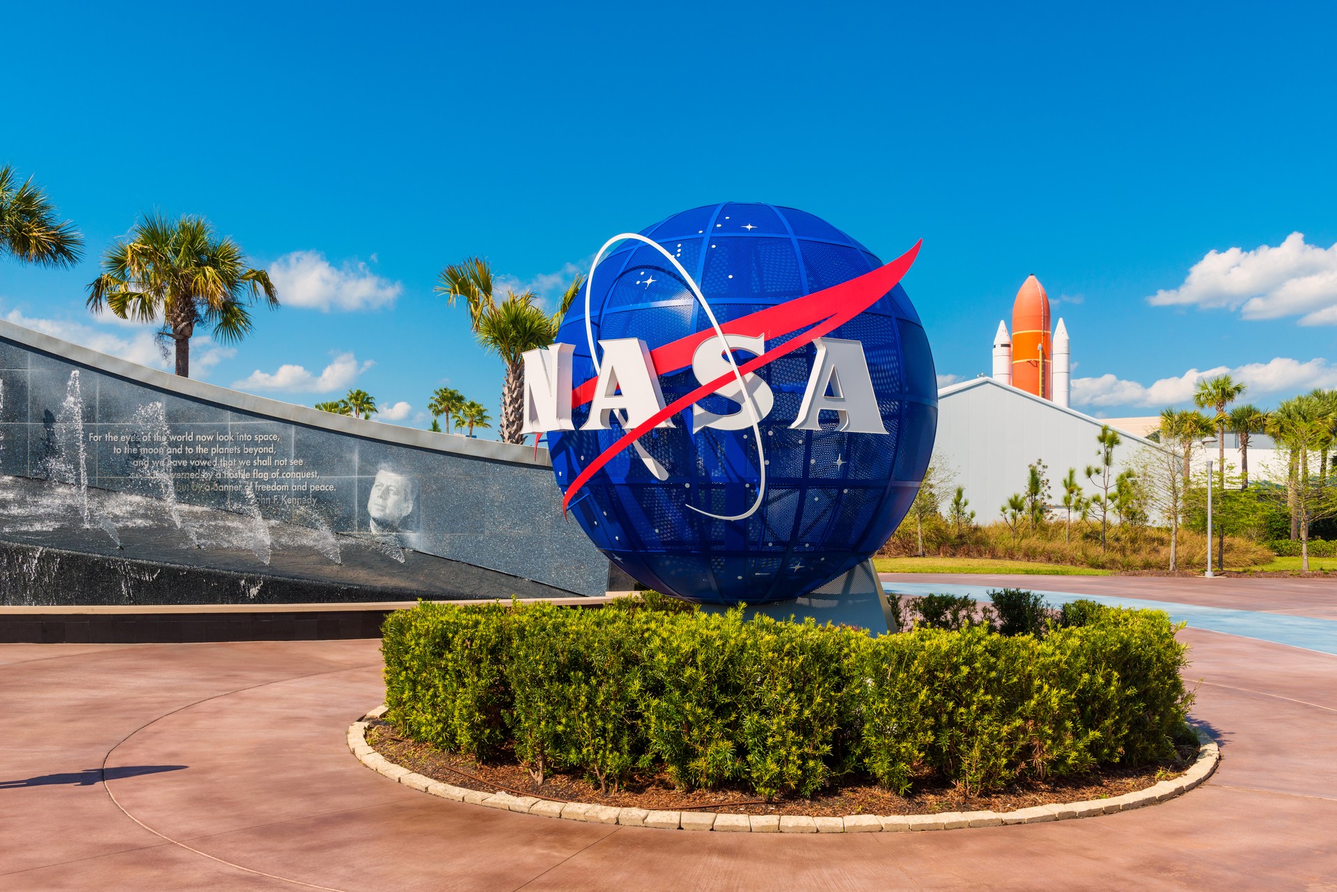 NASA Logo on Globe at Kennedy Space Center Florida